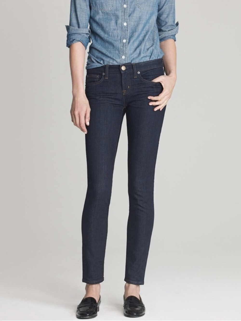 J. Crew dark blue wash toothpick jeans Size 28